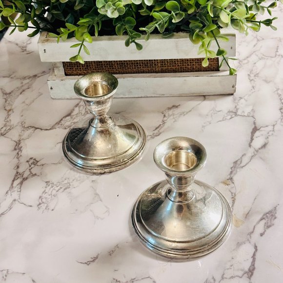 Set of 2 Sterling Silver weighted Candlesticks - Picture 10 of 11